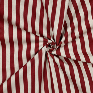 Toile de coton canvas déperlante rayures - Rouge