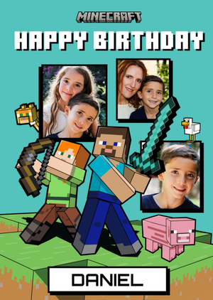 Moonpig Minecraft Multi Photo Upload Birthday Card