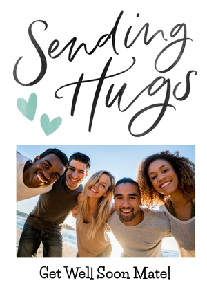 Moonpig Allure Typographic Calligraphy Sending Hugs Customisable Photo Upload Card