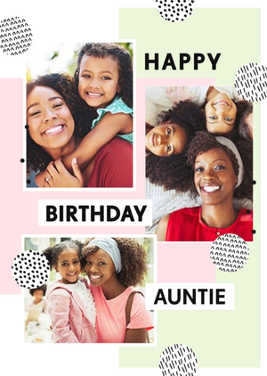 Moonpig Bougie Auntie Photo Upload Pink Abstract Birthday Card
