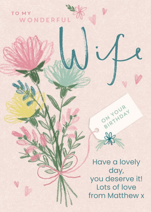 Moonpig To My Wonderful Wife On Your Birthday Floral Card