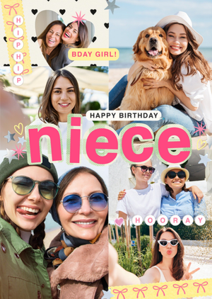 Moonpig Colourful Photo Collage Niece Birthday Card