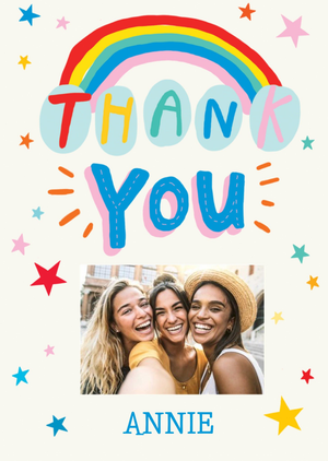 Moonpig Colourful Typography Surrounded By Stars Thank You Photo Upload Card