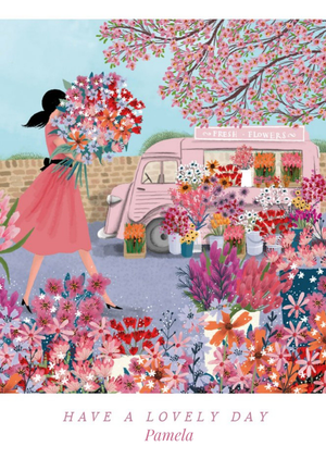 Moonpig Illustrative Fresh Flower Van Birthday Card