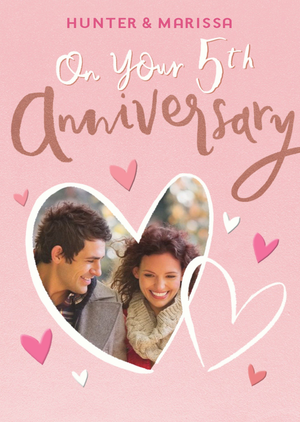Moonpig Photo Upload Hearts Editable Anniversary Card