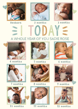 Moonpig A Whole Year Of You 12 Colourful Photo Upload Frames 1st Birthday Card For Baby