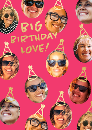 Moonpig Big Birthday Love Party Hats Photo Upload Card