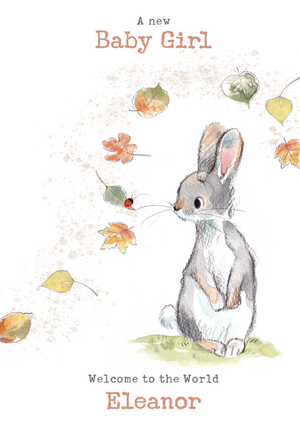 Moonpig Sweet Autumnal Rabbit And Ladybird Welcome To The World New Baby Card