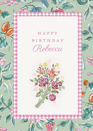 Moonpig Laura Ashley Leafy Fruit & Berry Pattern Happy Birthday Card
