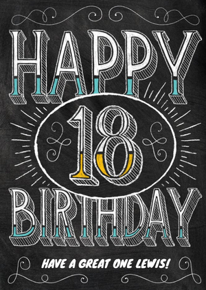 Moonpig Chalkboard Style Personalised Happy 18th Birthday Card