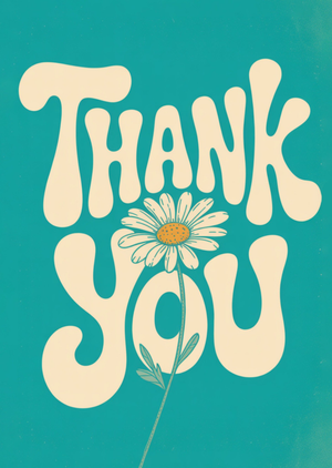 Moonpig Daisy Illustrated Typographic Thank You Card