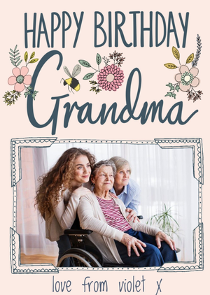 Moonpig Floral Photo Upload Birthday Card For Grandma