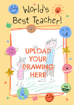 Moonpig Doodle Planets Photo Upload World's Best Teacher Card