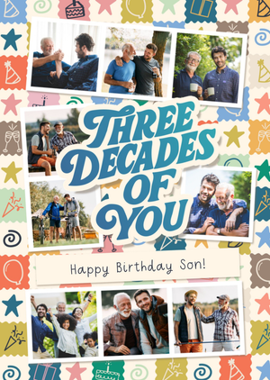 Moonpig Designers 3 Decades Of You Photo Upload Son Birthday Card