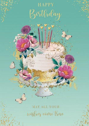 Moonpig Happy Birthday Floral Cake Card