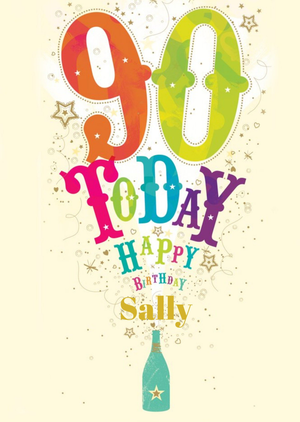 Ling Design Fun Pop Explosion Personalised Happy 90th Birthday Card