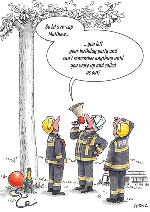 Moonpig Birthday Card - Drunk - Memory Loss - Fire Brigade