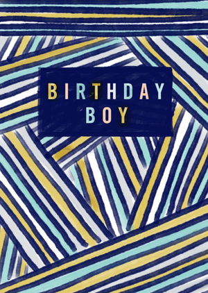 Moonpig Birthday Boy Blue And Green Striped Card