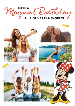 Disney Cute Minnie Birthday Card - Photo Upload - Full Of Happy Memories