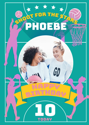 Moonpig Netball Legends Shoot For The Stars Photo Upload Birthday Card
