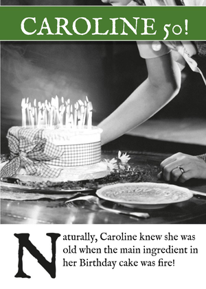 Moonpig Vintage Photograph Of A Woman Blowing Out Candles Humorous Fiftieth Birthday Card