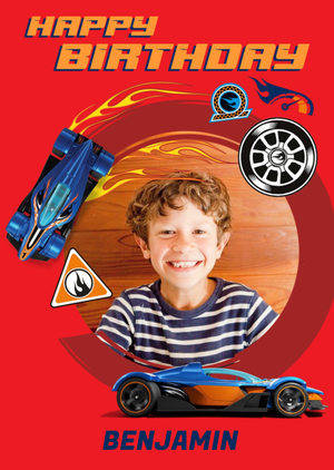 Moonpig Hot Wheels Cars Photo Upload Birthday Card
