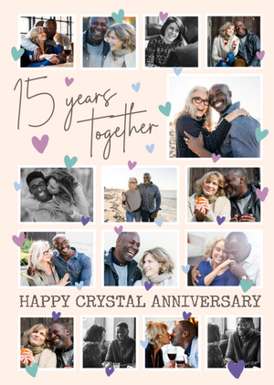 Moonpig Tenderhearted Love Hearts Collage Photo Upload Anniversary Greetings Card
