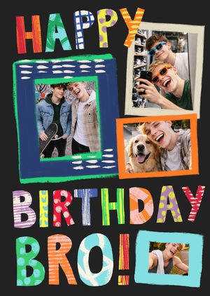 Moonpig Vibrant Happy Birthday Bro Photo Upload Card