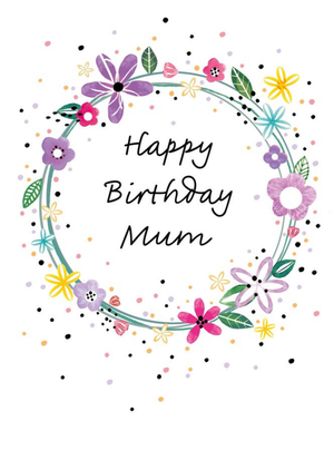Moonpig Floral Circle Design Happy Birthday Mum Card