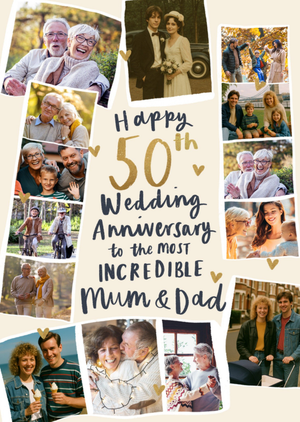 Moonpig Most Incredible Mum & Dad Photo Upload 50th Anniversary Card