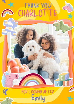 Moonpig Picture Frame Surrounded By Child Themed Spot Illustrations Photo Upload Thank You Card
