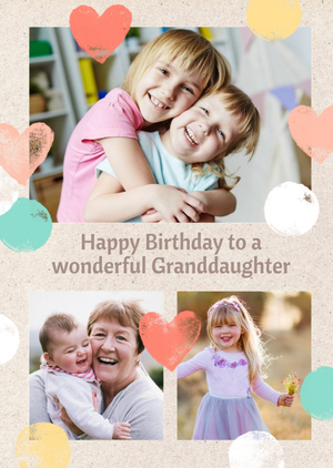 Moonpig Birthday Card - Photo Upload Card - Upload 3 Photos - Granddaughter