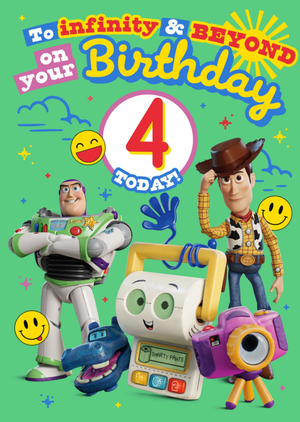 Toy Story 5 To Infinity And Beyond On Your Birthday 4 Today Characters Card