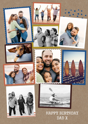 Moonpig Modern Photo Upload Collage Happy Birthday Dad Card