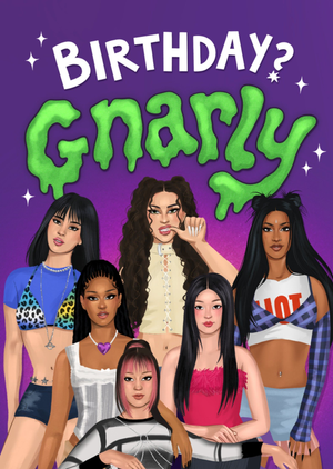 Moonpig Illustrated Girl Band Birthday? Gnarly Card