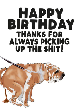 Filthy Sentiments Thanks For Always Picking Up The Shit Dog Happy Birthday Card