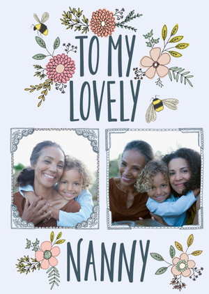 Moonpig Traditional Flowers And Bumblebee Happy Birthday Lovely Nanny Card