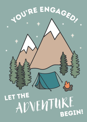 Moonpig Outdoor Adventure Camping Scene Let The Adventure Begin You're Engaged Card