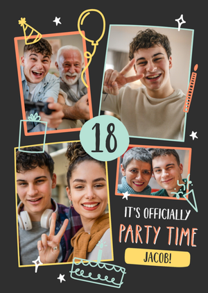 Moonpig Designers Icially Party Time Photo Upload Birthday Card