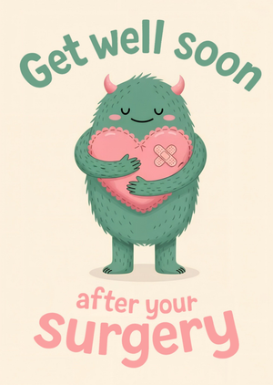 Moonpig Cute Monster Get Well Soon After Your Surgery Card