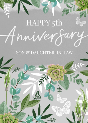 Moonpig Okey Dokey Design Illustrated Floral Customisable Anniversary Card