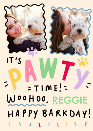 Moonpig Pawty Time Photo Upload For The Dog Birthday Card