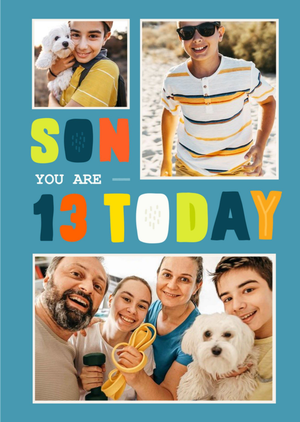 Moonpig Photo Upload Son You Are 13 Today Typographic Birthday Card
