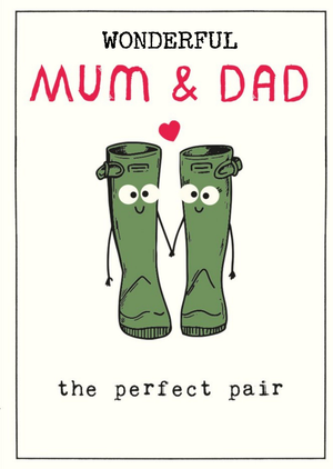 Moonpig Cute Illustrative Love Heart & Wellies Mum And Dad Anniversary Card