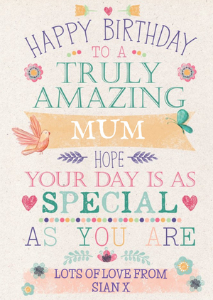 Moonpig Mum Happy Birthday Card - Truly Amazing - Hope Your Day Is As Special
