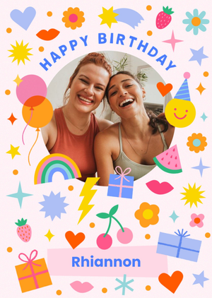 Moonpig Lisa Koesterke Illustrated Party Patterned Customisable Birthday Card