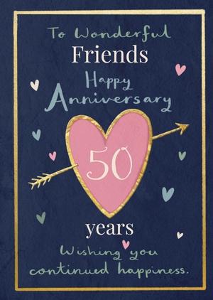 Moonpig Wonderful Friends 50 Years Happy Anniversary Illustrated Card