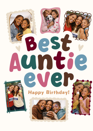 Moonpig Best Auntie Ever Happy Birthday Typography Photo Upload Card