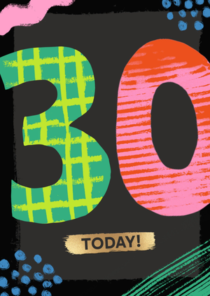 Moonpig Bright & Bold Illustrated 30 Today Birthday Card
