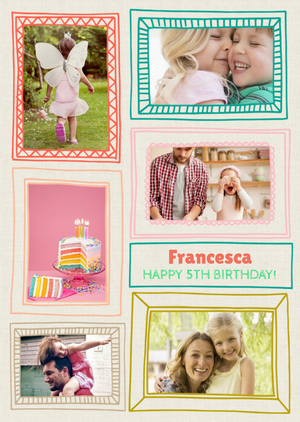 Moonpig Colourful Sketched Frames Birthday Photo Upload Card